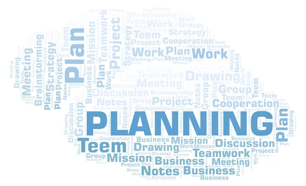 Planung Word Cloud Wordcloud Nur Mit Text — Stockfoto