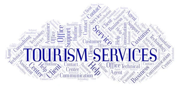 Serviços Turismo Nuvem Palavras Wordcloud Feito Apenas Com Texto — Fotografia de Stock