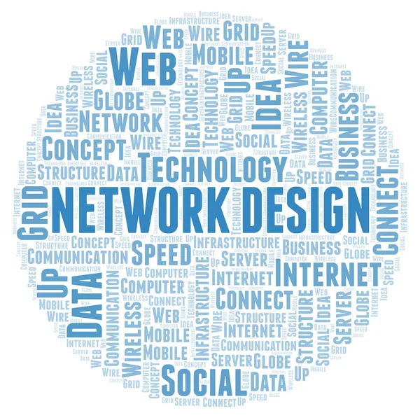 Network Design word cloud. Word cloud made with text only.