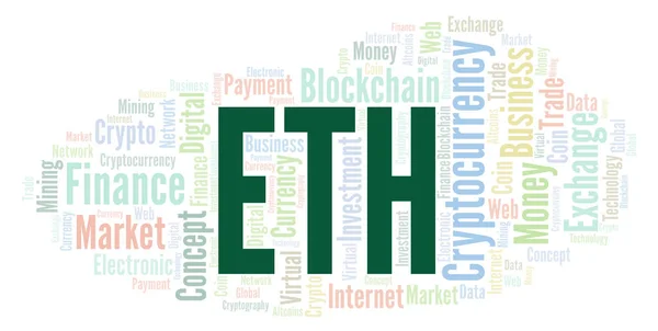 Eth Ethereum Cryptocurrency Munt Word Cloud Word Cloud Gemaakt Met — Stockfoto