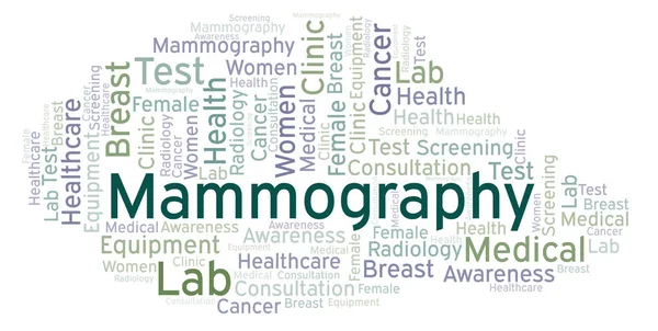 Σύννεφο Λέξεων Μαστογραφία Wordcloud Γίνεται Κείμενο Μόνο — Φωτογραφία Αρχείου