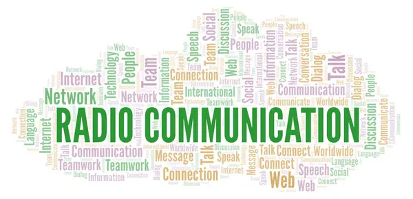 Rádio Comunicação Nuvem Palavras Wordcloud Feito Apenas Com Texto — Fotografia de Stock