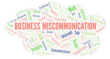 İş Miscommunication kelime bulutu. Yalnızca metin ile yapılan Wordcloud.