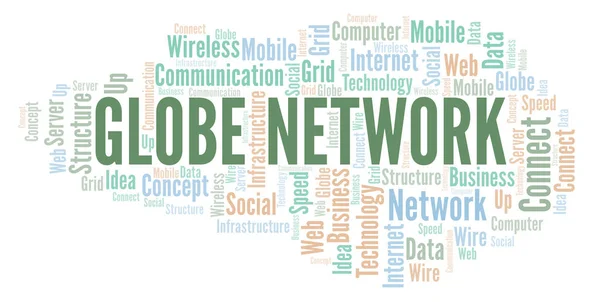 Globe Netwerk Word Cloud Word Cloud Gemaakt Met Alleen Tekst — Stockfoto