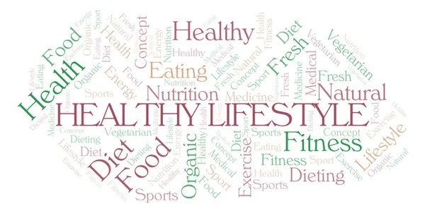 Healthy Lifestyle Word Cloud Wordcloud Made Text Only — Stock Photo, Image