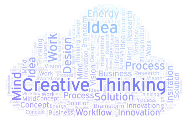 Creative Thinking word cloud, made with text only