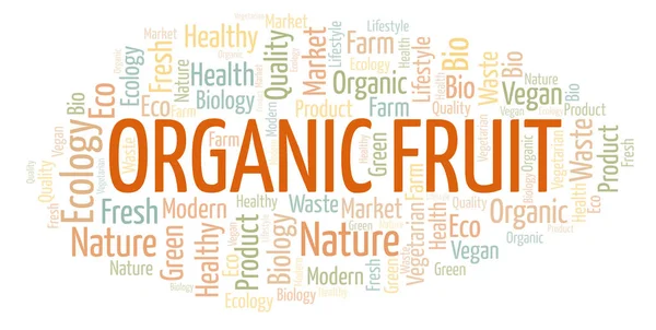 Biologico Fruit Word Cloud Wordcloud Fatto Solo Con Testo — Foto Stock