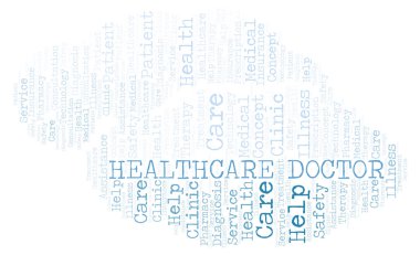 Sağlık doktor kelime bulutu. Yalnızca metin ile yapılan Wordcloud.