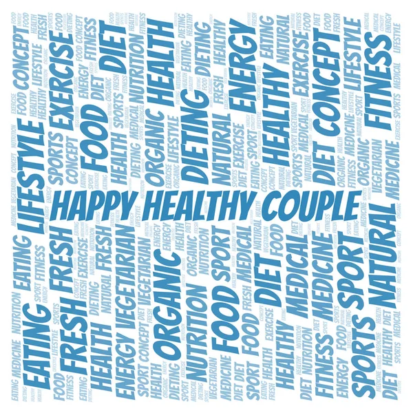 Happy Healthy Couple word cloud. Wordcloud made with text only.