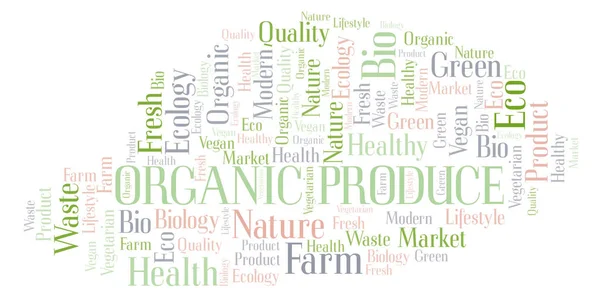 Organic Produce Word Cloud Wordcloud Realizzato Solo Con Testo — Foto Stock