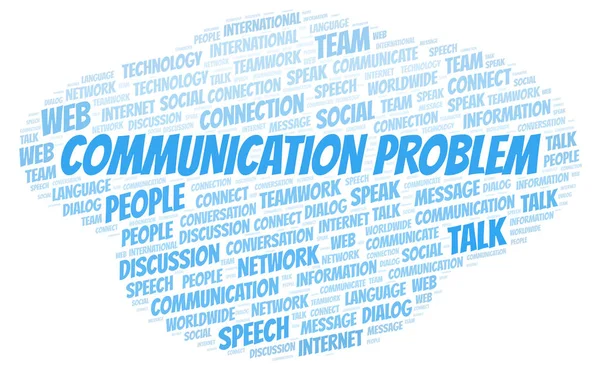 Comunicazione Problema Parola Nube Wordcloud Realizzato Solo Con Testo — Foto Stock