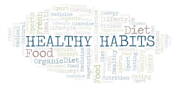 Sağlıklı Alışkanlıkları Kelime Bulutu Yalnızca Metin Ile Yapılan Wordcloud — Stok fotoğraf