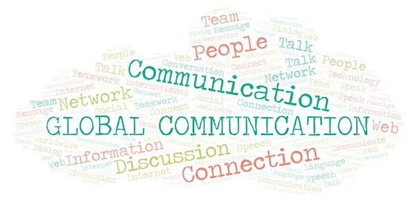 Global Comunicação Nuvem Palavras Wordcloud Feito Apenas Com Texto — Fotografia de Stock