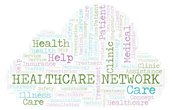 Healthcare Network Word Cloud Wordcloud Realizzato Solo Con Testo — Foto Stock