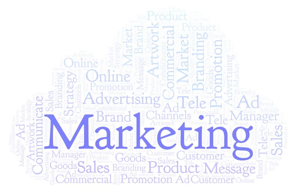 Nuvem Palavras Com Texto Marketing Wordcloud Feito Apenas Com Texto — Fotografia de Stock