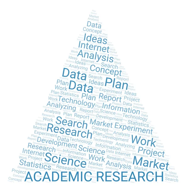 Investigación Académica Palabra Nube Wordcloud Hecho Solo Con Texto —  Fotos de Stock