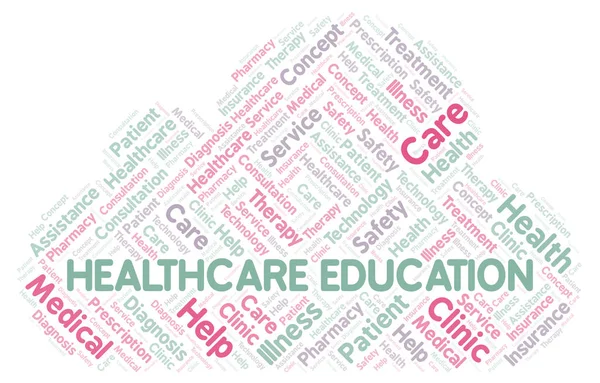 Sanità Istruzione Parola Nube Wordcloud Realizzato Solo Con Testo — Foto Stock