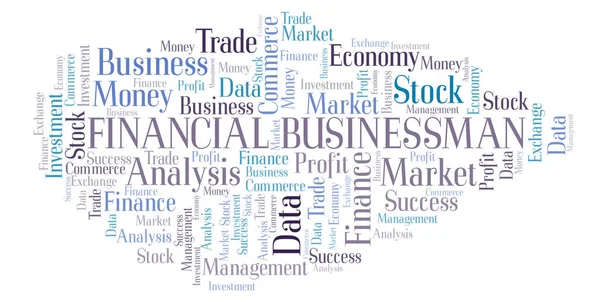 金融ビジネスマンの単語の雲 テキストのみで作られた Wordcloud — ストック写真