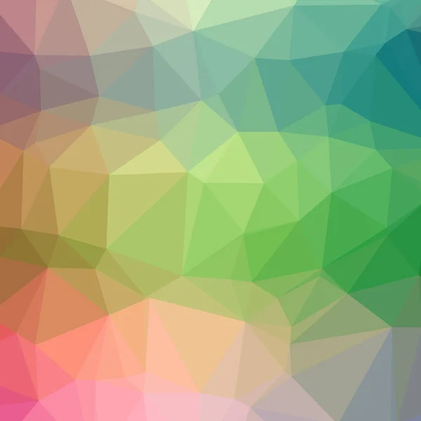 Illustration of abstract low poly green, yellow, green and red square background