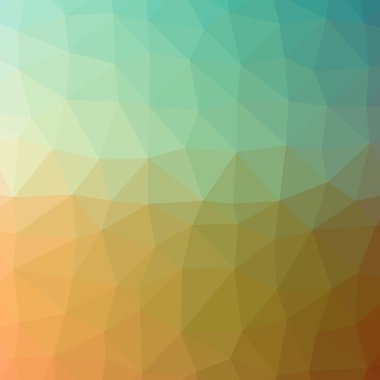 İllüstrasyon soyut düşük poli turuncu, yeşil ve sarı kare arka plan