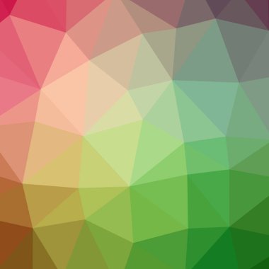 Soyut düşük poli yeşil, pembe, mavi ve kırmızı kare arka plan resmi