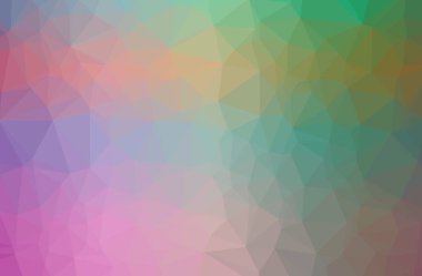 Soyut düşük poli yeşil, pembe, mavi ve kırmızı yatay arka plan resmi