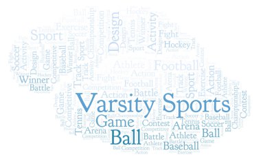 Üniversite spor kelime bulutu. Yalnızca metin ile yapılan.