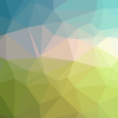 Soyut düşük poli mavi, turuncu ve yeşil kare arka plan resmi