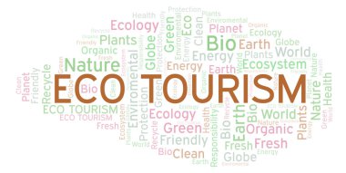 Eko turizm kelime bulutu. Yalnızca metin ile yapılan Wordcloud.