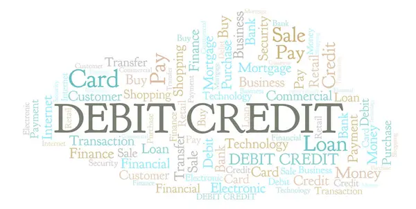 Debito Parola Credito Cloud Wordcloud Realizzato Solo Con Testo — Foto Stock