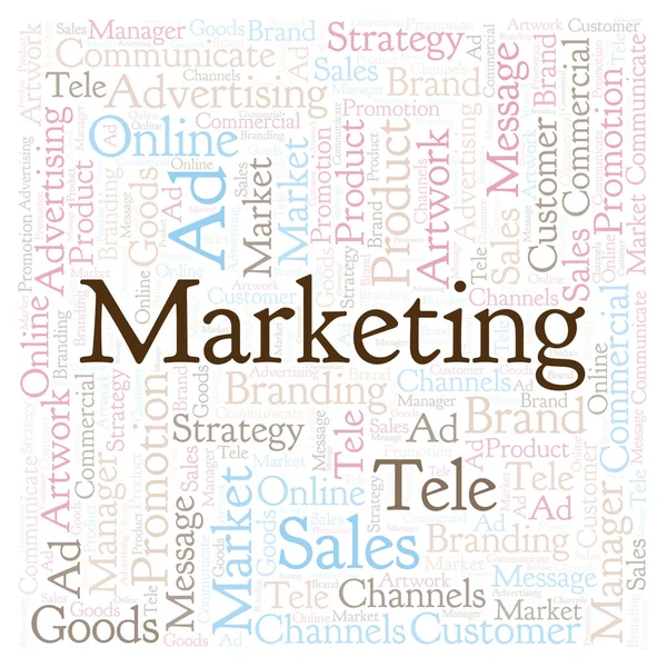 Nuvem Palavras Com Texto Marketing Wordcloud Feito Apenas Com Texto — Fotografia de Stock