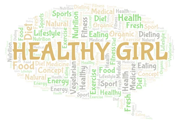 健康的な女の子の単語の雲 テキストのみで作られた Wordcloud — ストック写真