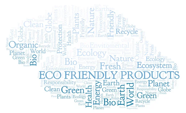 Umweltfreundliche Produkte Wort Wolke Wordcloud Nur Mit Text Erstellt — Stockfoto