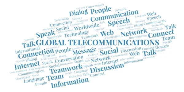 Global Telecommunications Nuvem Palavras Wordcloud Feito Apenas Com Texto — Fotografia de Stock