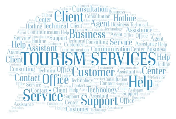 Serviços Turismo Nuvem Palavras Wordcloud Feito Apenas Com Texto — Fotografia de Stock