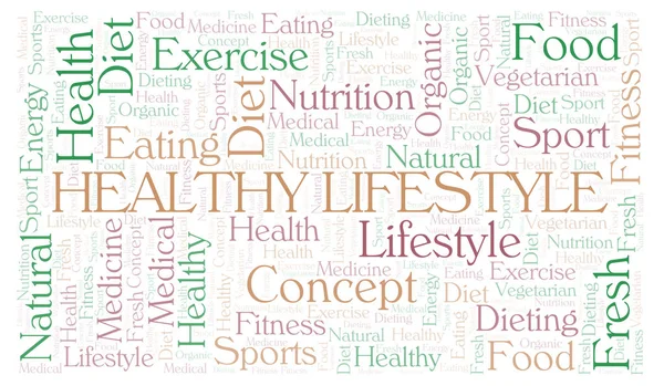 Healthy Lifestyle Word Cloud Wordcloud Made Text Only — Stock Photo, Image