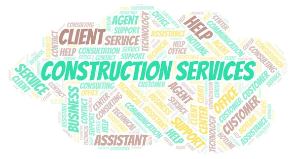 Servicios Construcción Word Cloud Wordcloud Hecho Solo Con Texto — Foto de Stock