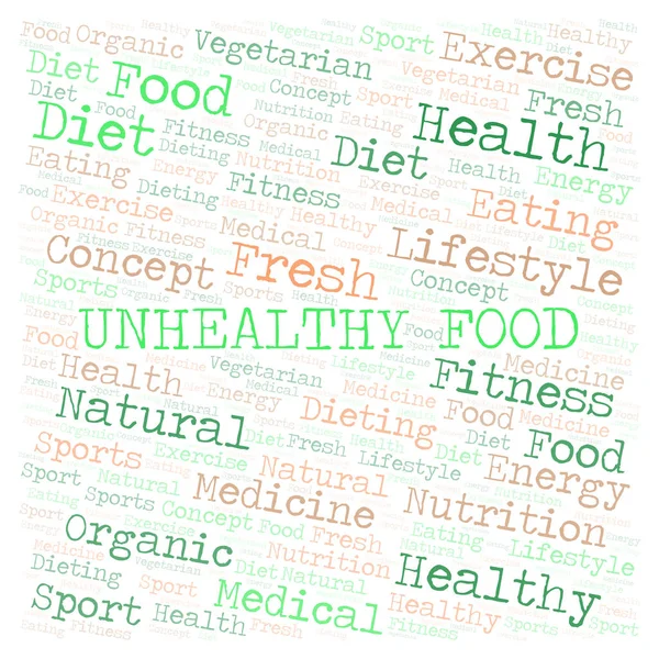 Ungesunde Ernährung Wortwolke Wordcloud Nur Mit Text Erstellt — Stockfoto