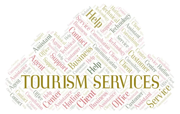 Servizi Turistici Parola Cloud Wordcloud Realizzato Solo Con Testo — Foto Stock