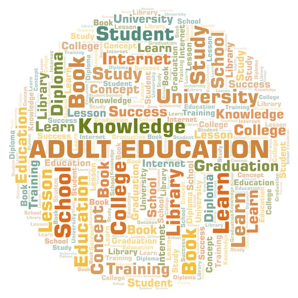 Educação Adultos Nuvem Palavras Wordcloud Feita Apenas Com Texto — Fotografia de Stock