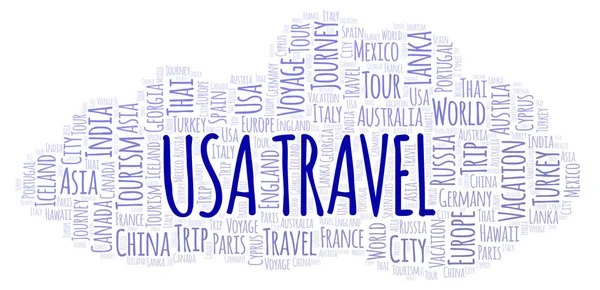 Usa Travel Szó Felhő Wordcloud Készült Csak Szöveg — Stock Fotó
