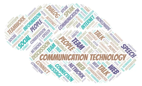 Tecnologia Comunicação Nuvem Palavras Wordcloud Feito Apenas Com Texto — Fotografia de Stock