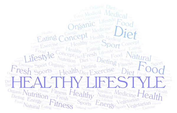 健康的生活方式字云 仅使用文本制作的文字云 — 图库照片