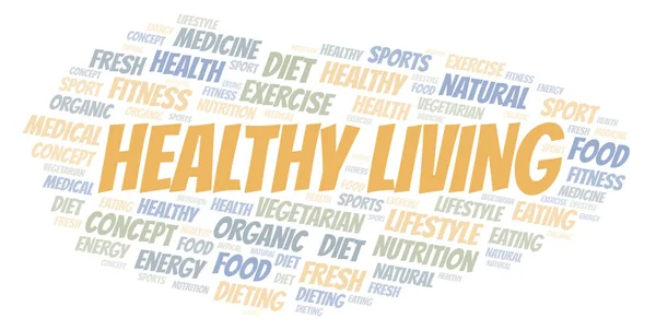 Healthy Living Word Cloud Wordcloud Made Text Only — Stock Photo, Image