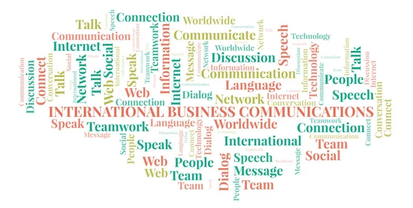 Διεθνείς Επιχειρηματικές Επικοινωνίες Σύννεφο Λέξεων Wordcloud Γίνεται Κείμενο Μόνο — Φωτογραφία Αρχείου