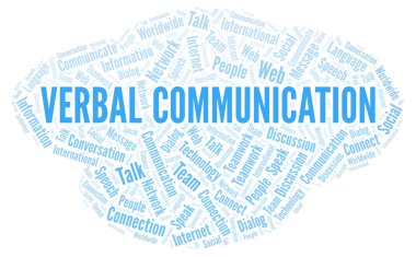 Sözlü iletişim kelime bulutu. Yalnızca metin ile yapılan Wordcloud.