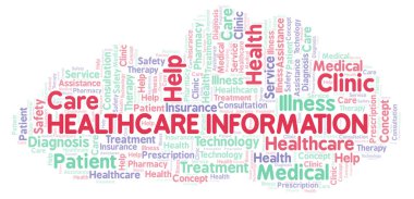 Sağlık bilgi kelime bulutu. Yalnızca metin ile yapılan Wordcloud.