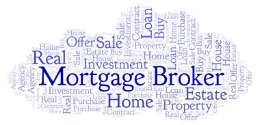 Mortgage Broker kelime bulutu. Yalnızca metin ile yapılan Wordcloud.