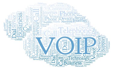 VoIP kelime bulutu. Yalnızca metin ile yapılan Wordcloud.