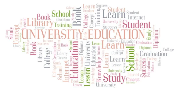 Educación Universitaria Palabra Nube Wordcloud Hecho Solo Con Texto — Foto de Stock